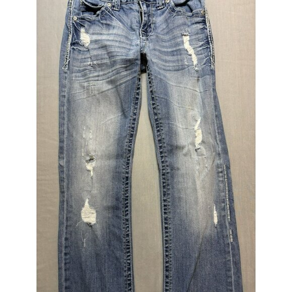 BKE Buckle Black Jeans Fit No 9 Men’s 29x31 Meas. Denim Grunge Straight Western - Picture 2 of 10